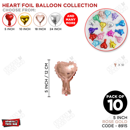 5 Inch - Rose Gold Heart Foil Balloon
