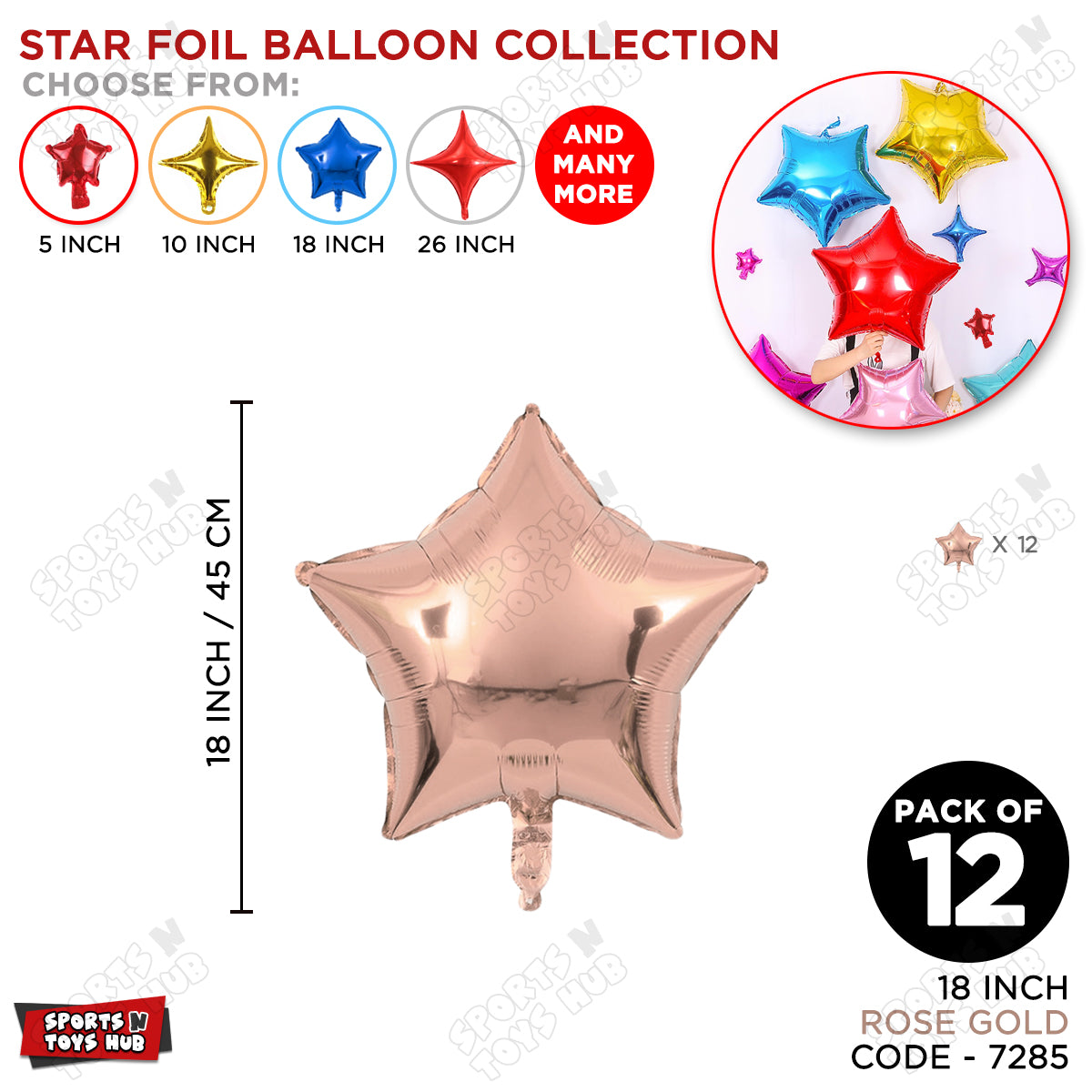 18 Inch - Rose Gold Star Foil Balloon