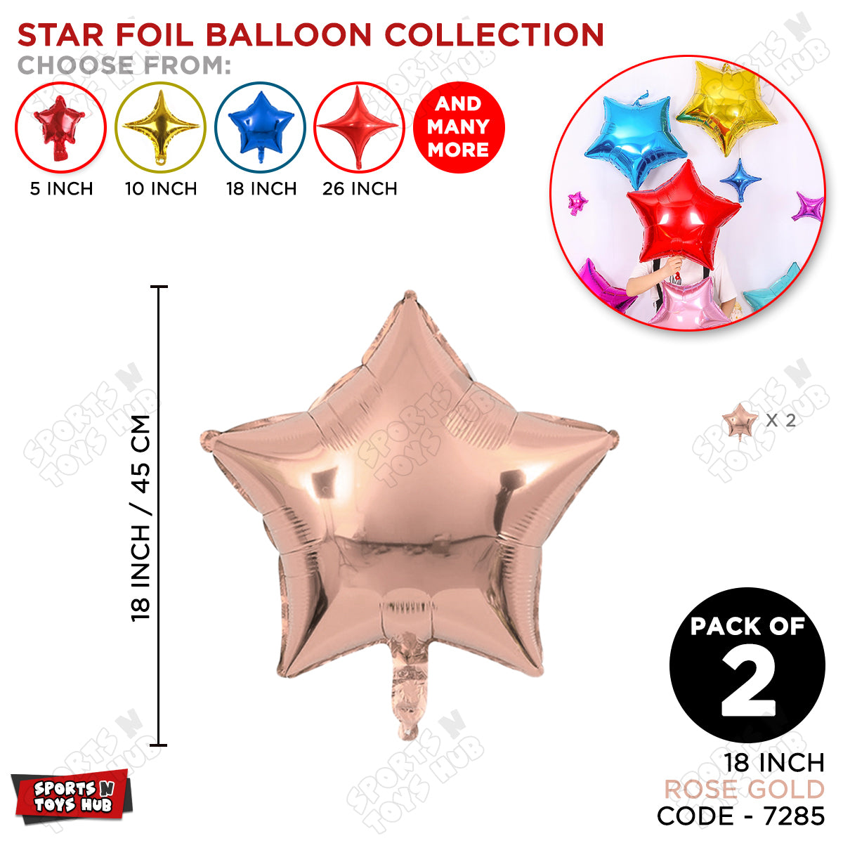 18 Inch - Rose Gold Star Foil Balloon