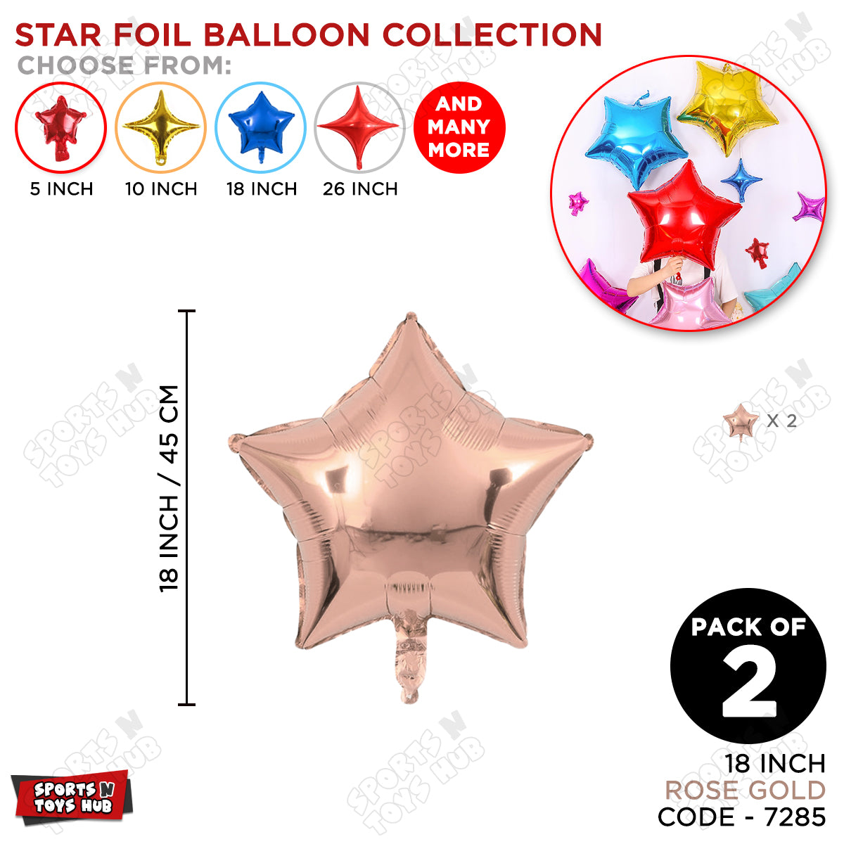 18 Inch - Rose Gold Star Foil Balloon