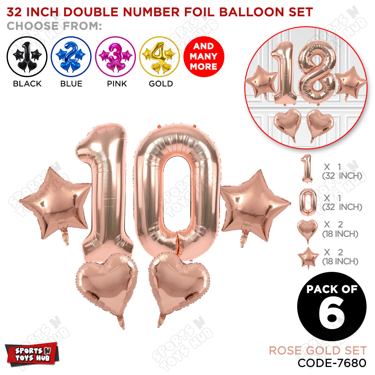Rose Gold Color 32 Inch Number Foil Balloon Set