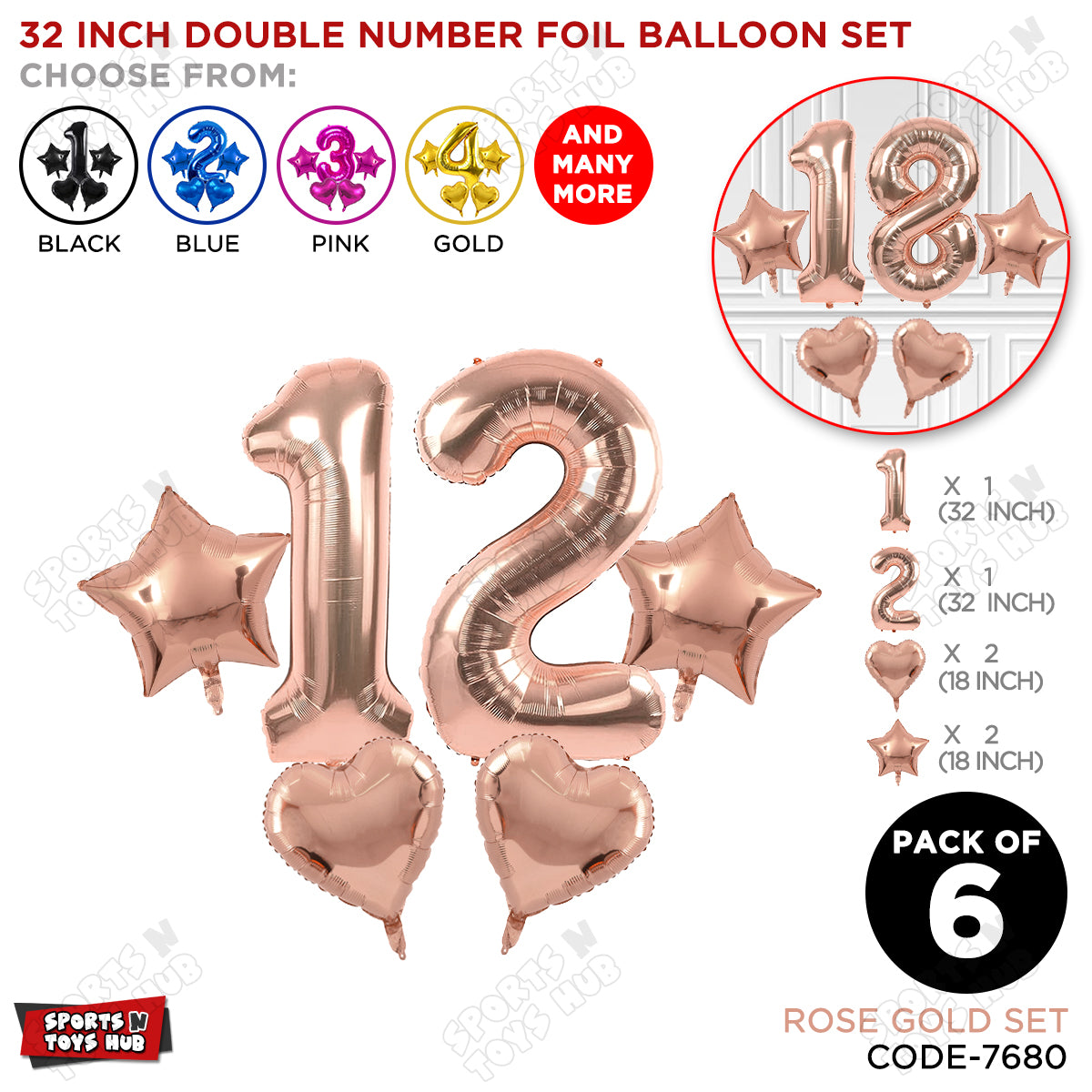 Rose Gold Color 32 Inch Number Foil Balloon Set