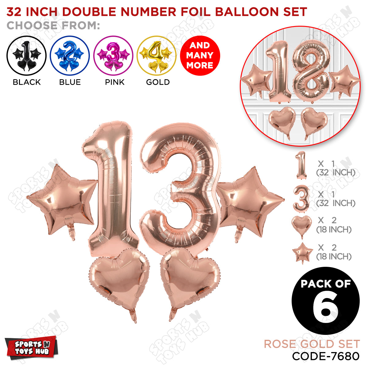 Rose Gold Color 32 Inch Number Foil Balloon Set