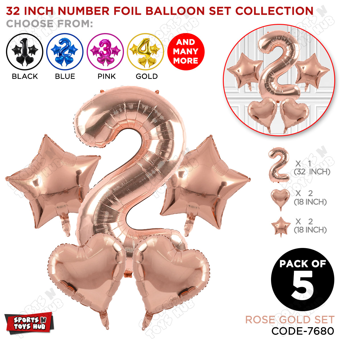 Second Birthday Foil Balloon Set Collection