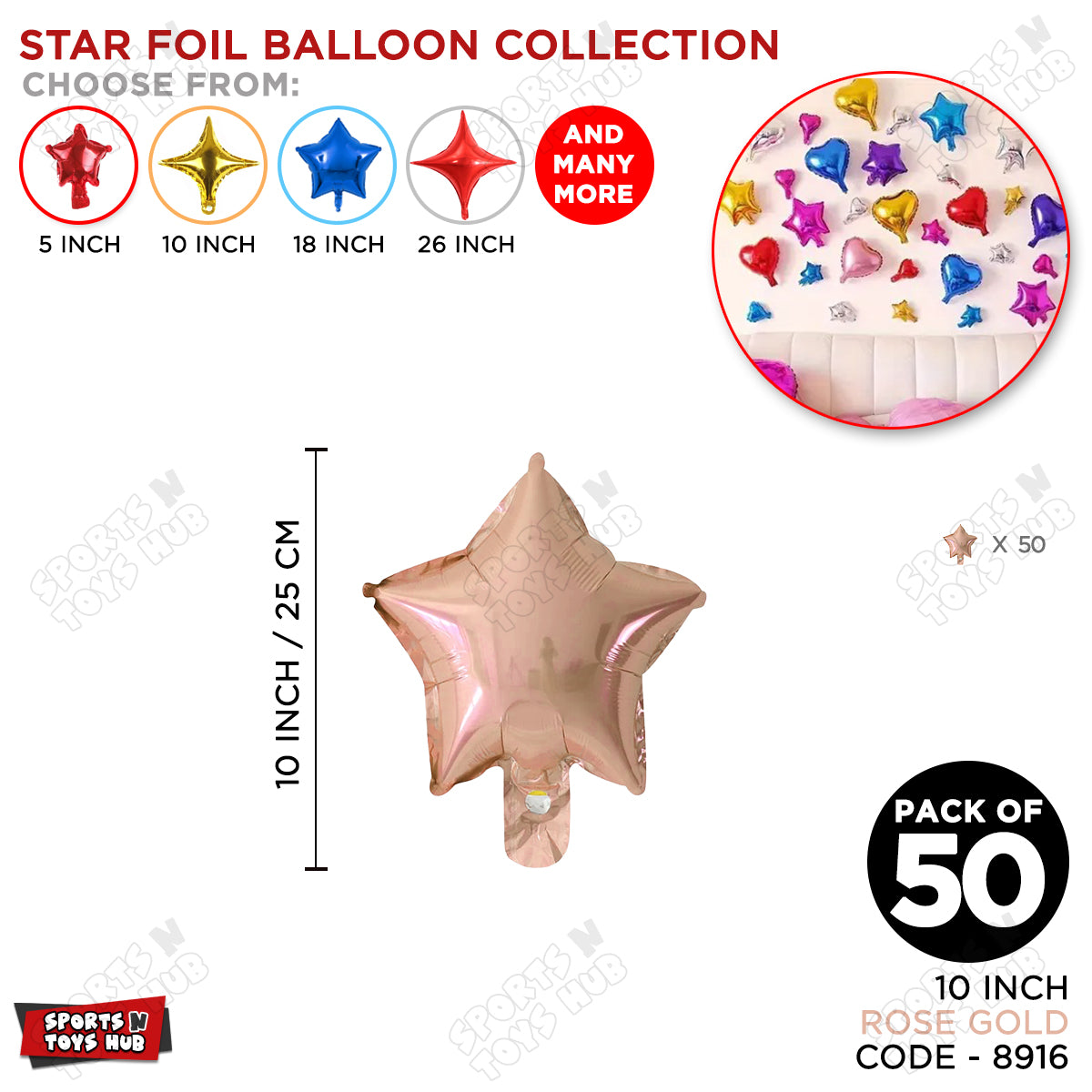 10 Inch - Rose Gold Star Foil Balloon