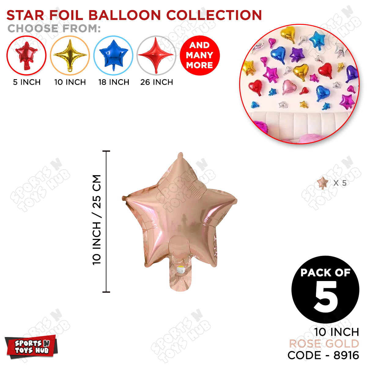 10 Inch - Rose Gold Star Foil Balloon