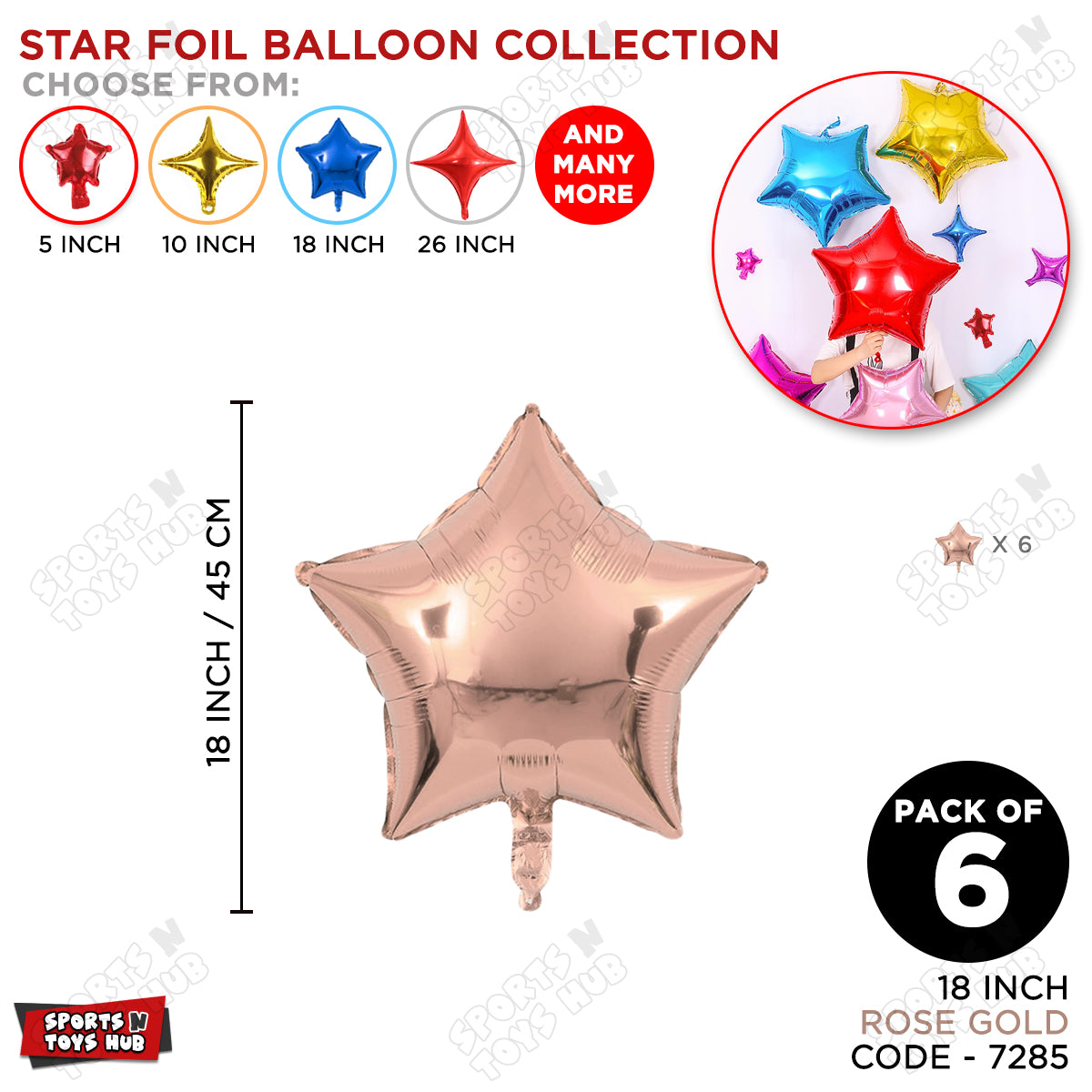 18 Inch - Rose Gold Star Foil Balloon