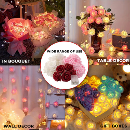 Rose Flower LED Battery Operated Fairy Lights - 6.5 FT