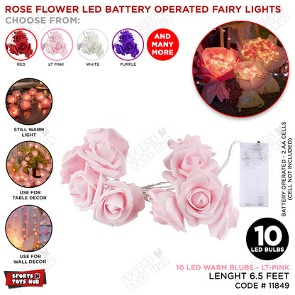 Rose Flower LED Battery Operated Fairy Lights - 6.5 FT