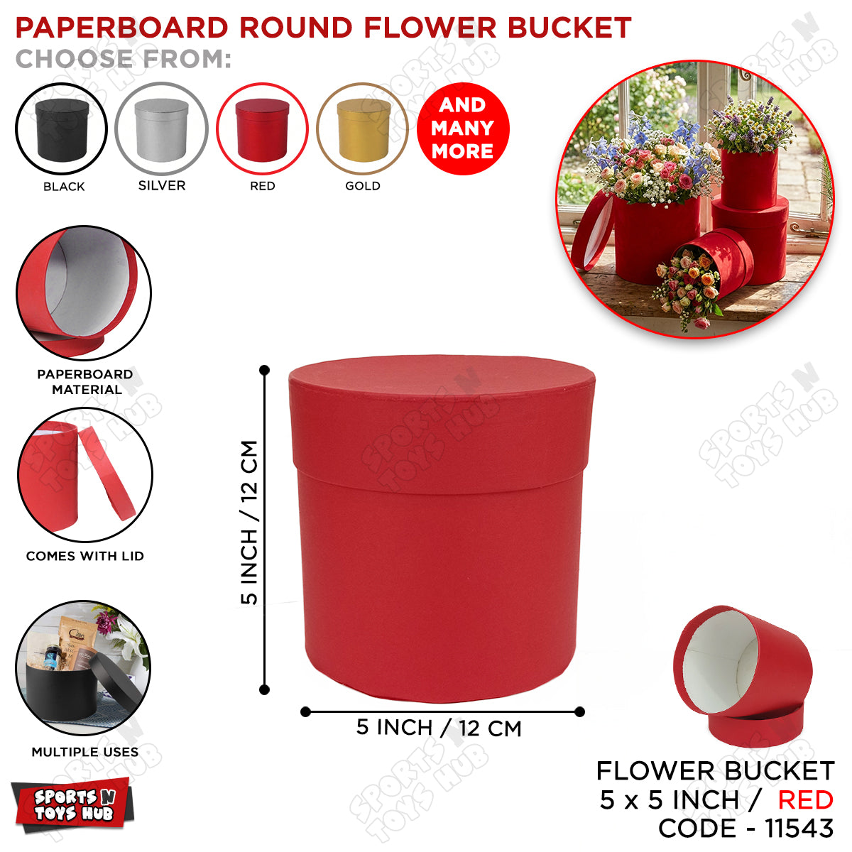 Round Cardboard Flower Gift Boxes with Lid – Paper Bouquet Buckets for Packaging & Gifting