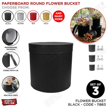 Set of 3 & 4 Round Cardboard Boxes with Lids – 5, 6, 7 & 8 Inch Size Box Ideal for Flowers, Balloons, Money Bouquets & Stylish Gift Wrapping