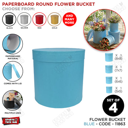 Set of 3 & 4 Round Cardboard Boxes with Lids – 5, 6, 7 & 8 Inch Size Box Ideal for Flowers, Balloons, Money Bouquets & Stylish Gift Wrapping