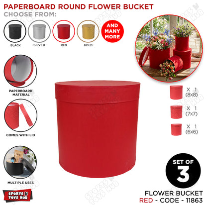Set of 3 & 4 Round Cardboard Boxes with Lids – 5, 6, 7 & 8 Inch Size Box Ideal for Flowers, Balloons, Money Bouquets & Stylish Gift Wrapping