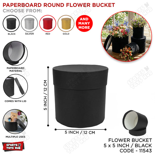5 × 5 Inch Round Cardboard Flower Gift Box with Lid – Paper Bouquet Box for Roses & Floral Arrangements, Flower Packaging Container, Gift Wrapping Box for Birthday, Wedding, Valentine’s Day & Special Occasions