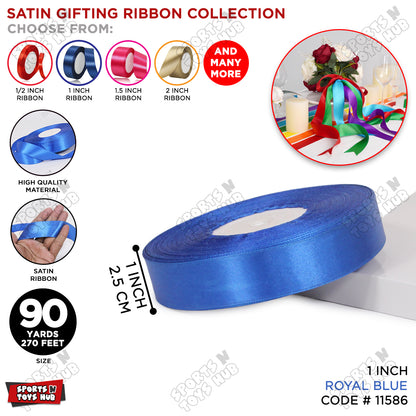 1 Inch x 90 Yards – Multi-Purpose Plain Satin Ribbon Roll for Gift Wrapping, Crafts & Decor