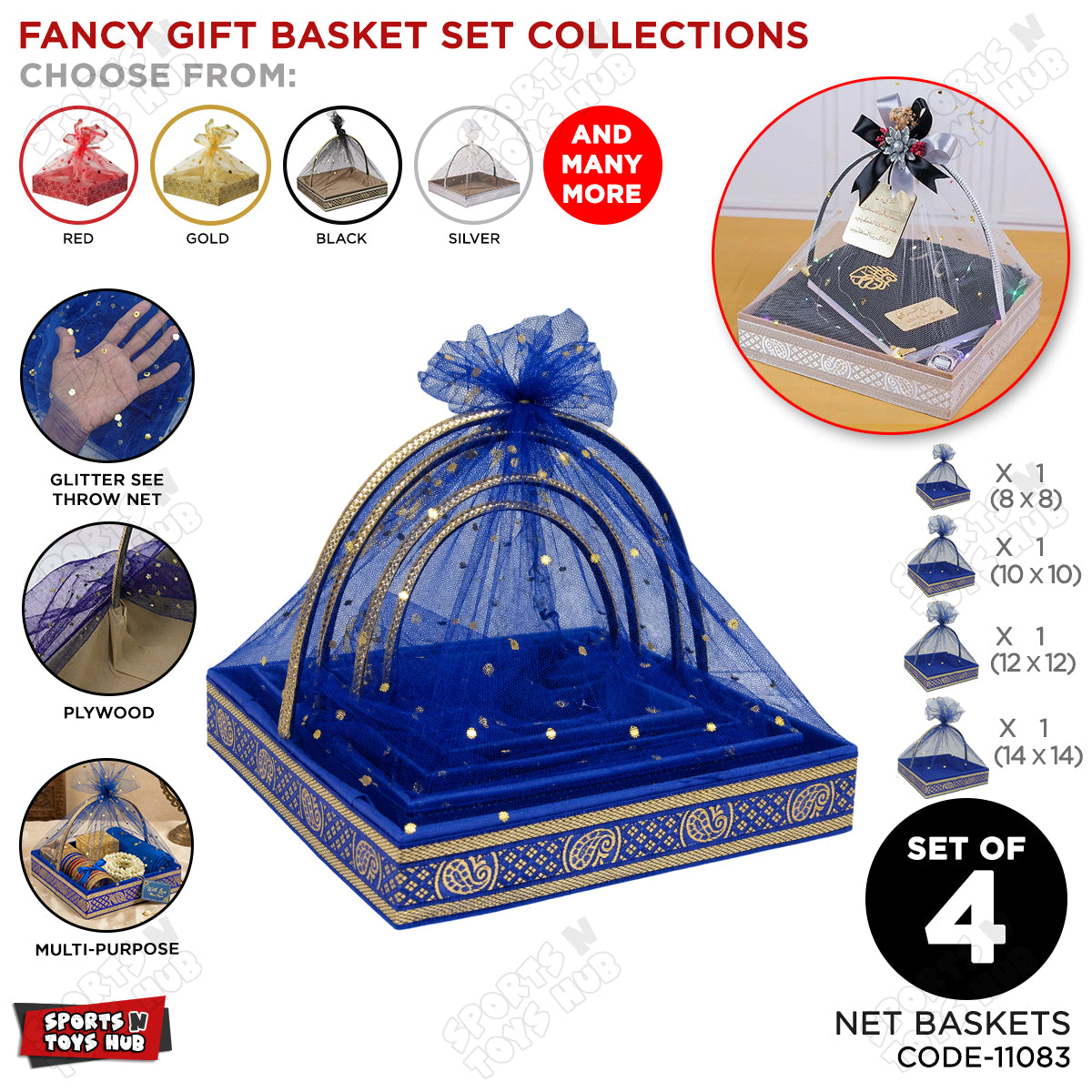 Fancy Net Blue Gift Basket Set