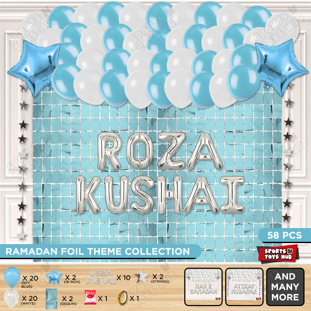 Roza Kushai Foil Balloon Rectangle Curtain Theme Collection