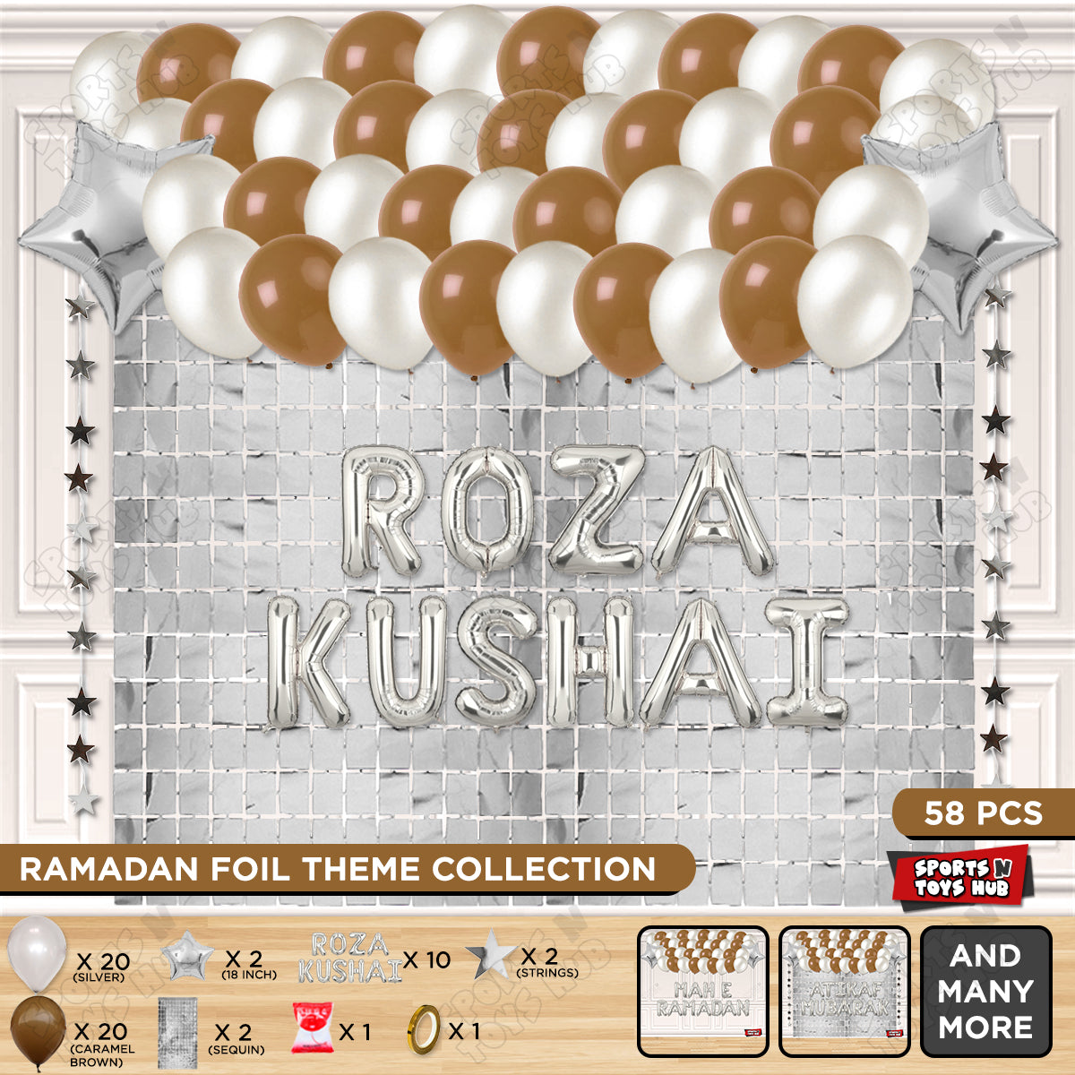 Roza Kushai Foil Balloon Rectangle Curtain Theme Collection
