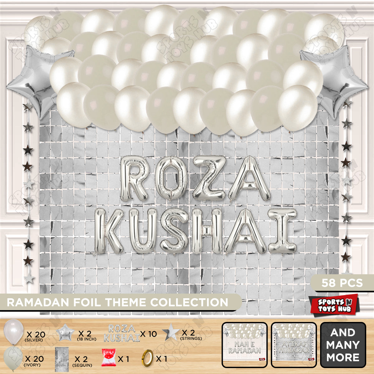 Roza Kushai Foil Balloon Rectangle Curtain Theme Collection