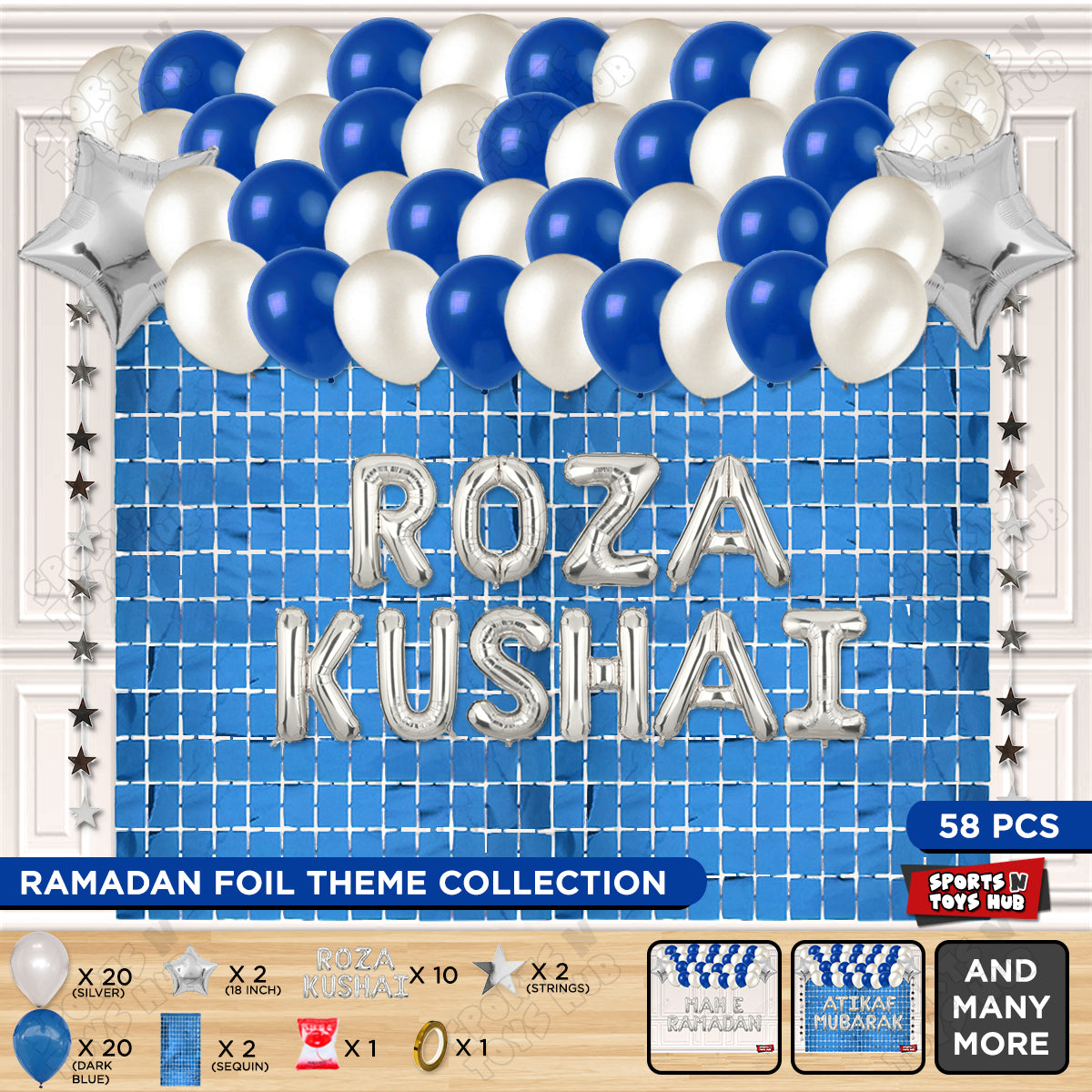 Roza Kushai Foil Balloon Rectangle Curtain Theme Collection
