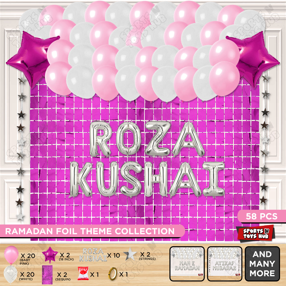 Roza Kushai Foil Balloon Rectangle Curtain Theme Collection