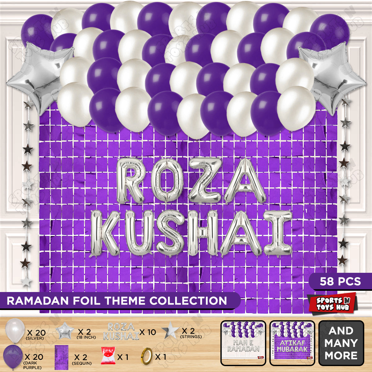 Roza Kushai Foil Balloon Rectangle Curtain Theme Collection