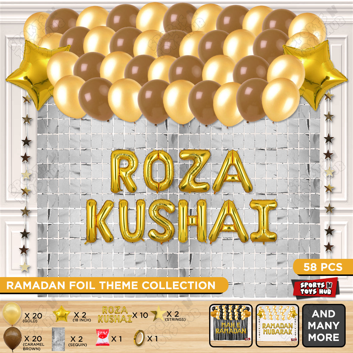 Roza Kushai Foil Balloon Rectangle Curtain Theme Collection