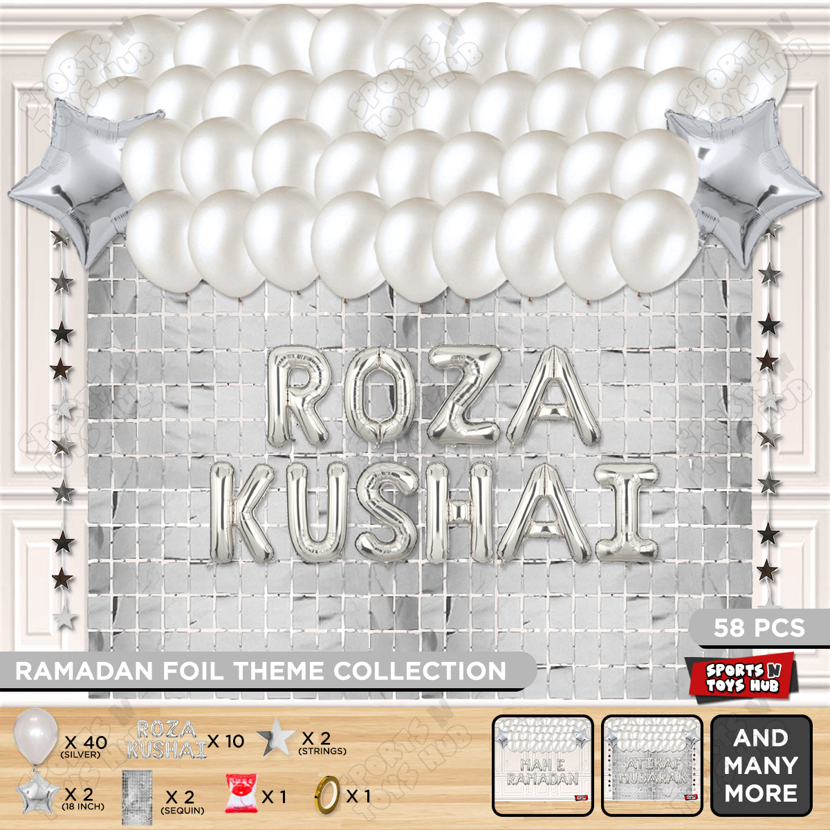 Roza Kushai Foil Balloon Rectangle Curtain Theme Collection