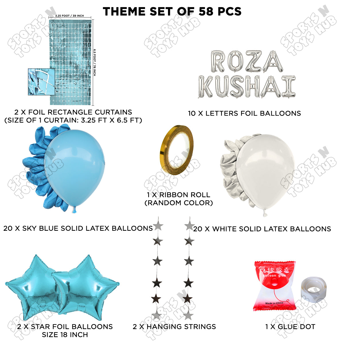 Roza Kushai Foil Balloon Rectangle Curtain Theme Collection
