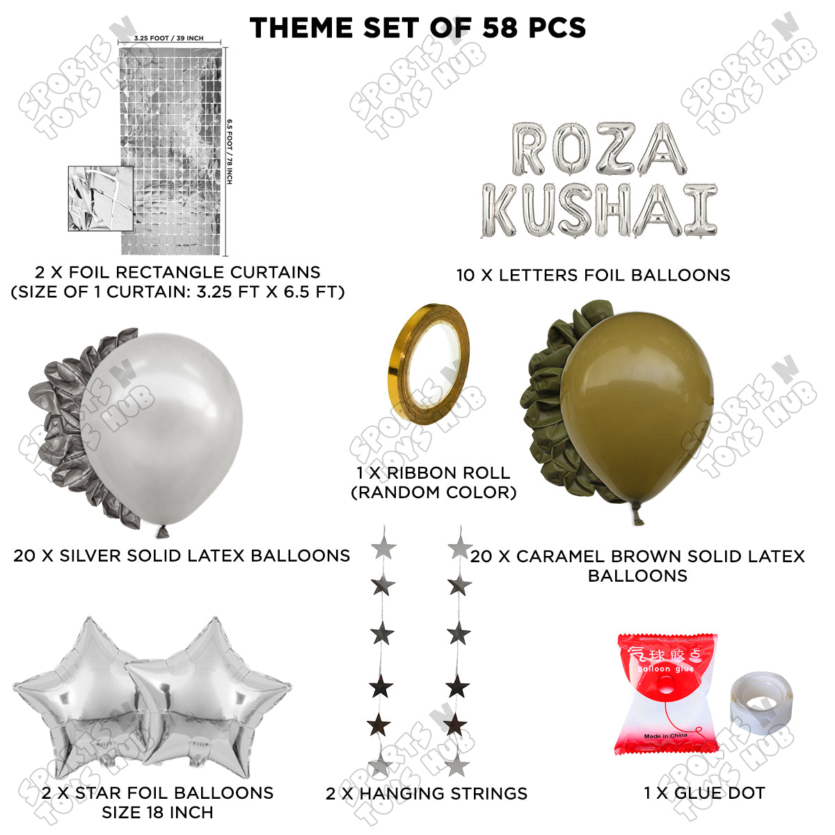 Roza Kushai Foil Balloon Rectangle Curtain Theme Collection