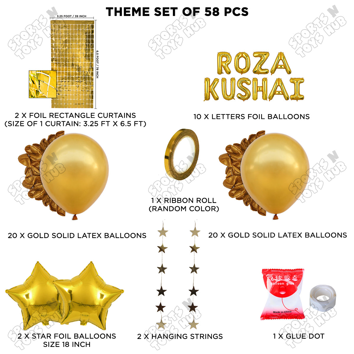 Roza Kushai Foil Balloon Rectangle Curtain Theme Collection