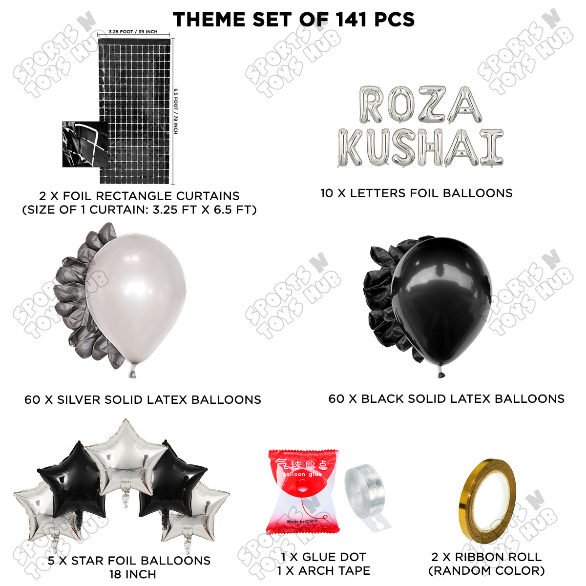 Roza Kushai Foil Balloon Arch Theme Collection