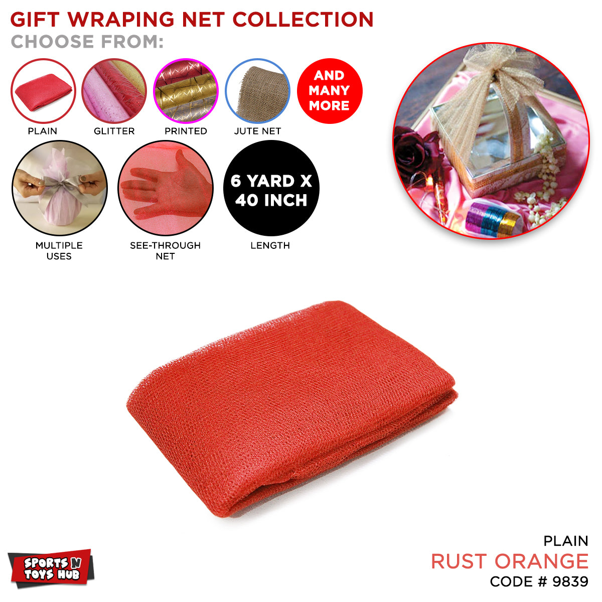 6 YARD - Plain Gift Wrapping Net Collection