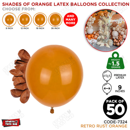 Rust Orange Latex Balloons Available In 9, 12, 18 & 36 Inch Sizes