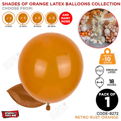 Rust Orange Latex Balloons Available In 9, 12, 18 & 36 Inch Sizes