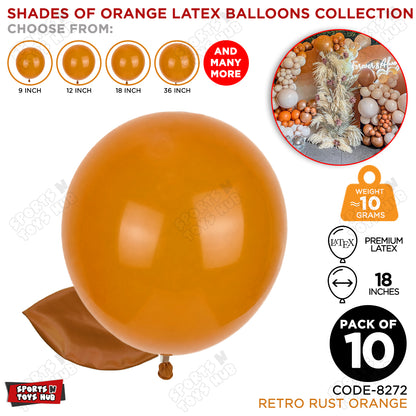 Rust Orange Latex Balloons Available In 9, 12, 18 & 36 Inch Sizes