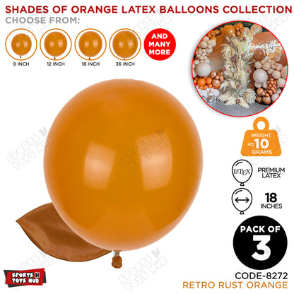 Rust Orange Latex Balloons Available In 9, 12, 18 & 36 Inch Sizes