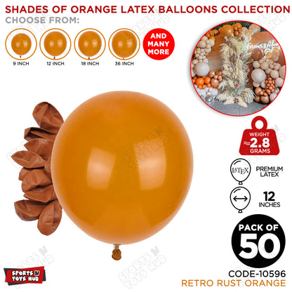 Rust Orange Latex Balloons Available In 9, 12, 18 & 36 Inch Sizes