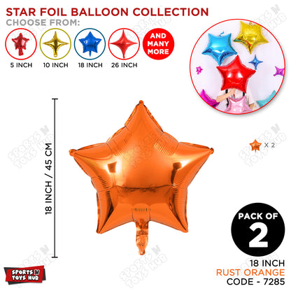 18 Inch - Rust Orange Star Foil Balloon