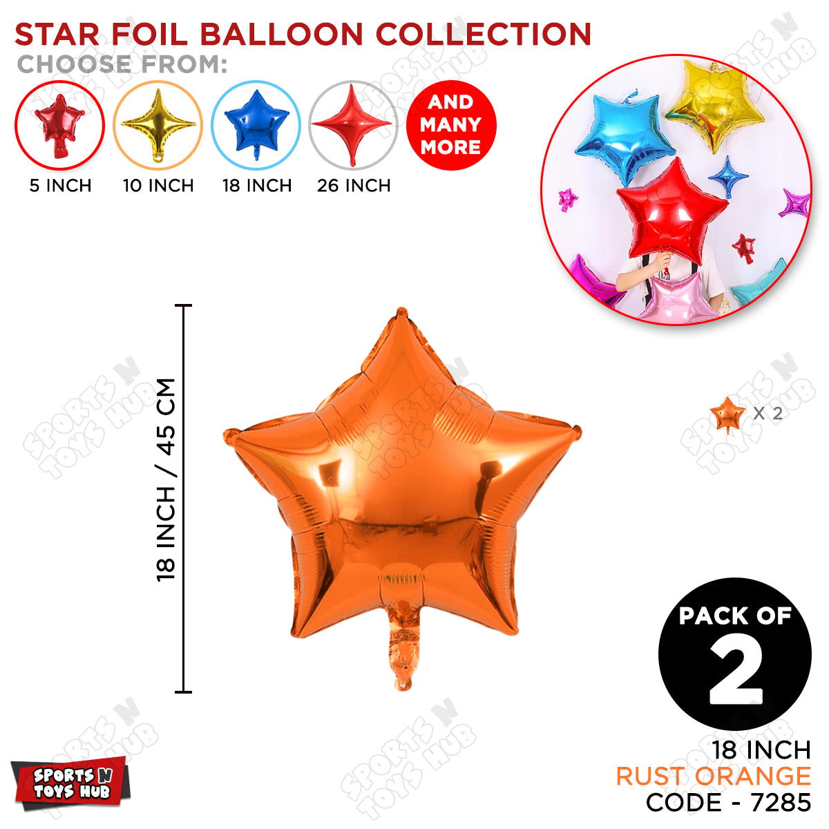 18 Inch - Rust Orange Star Foil Balloon