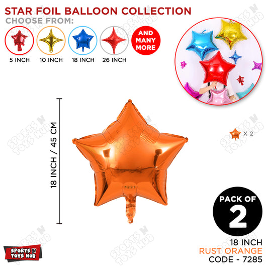 18 Inch - Rust Orange Star Foil Balloon