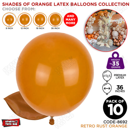 Rust Orange Latex Balloons Available In 9, 12, 18 & 36 Inch Sizes
