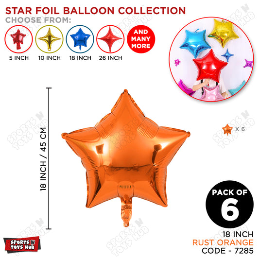 18 Inch - Rust Orange Star Foil Balloon
