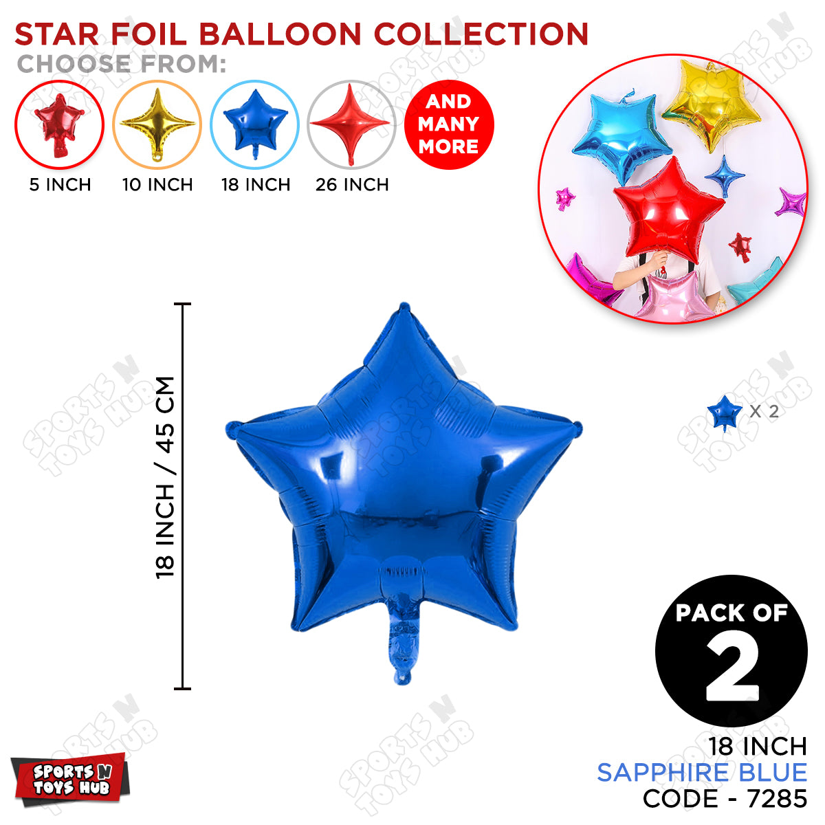 18 Inch - Sapphire Blue Star Foil Balloon