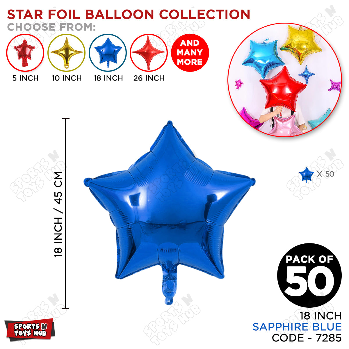 18 Inch - Sapphire Blue Star Foil Balloon