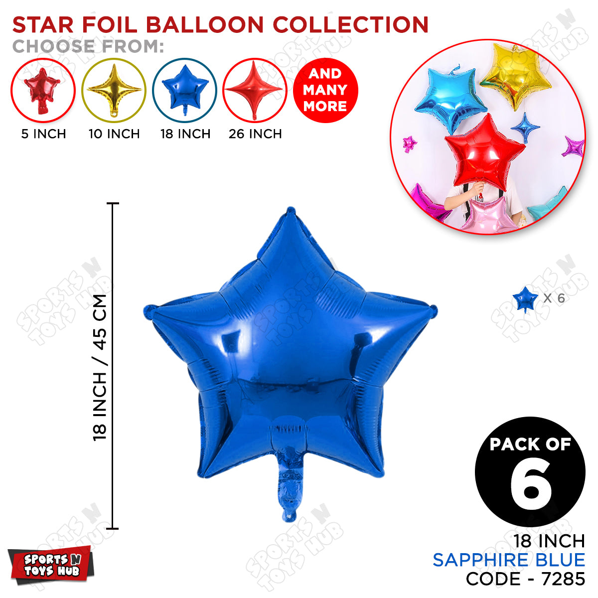 18 Inch - Sapphire Blue Star Foil Balloon