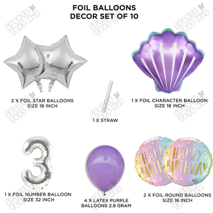 Sea Shell Foil Balloon Pack Of 10 Set With 32 Inch Foil Number Balloons