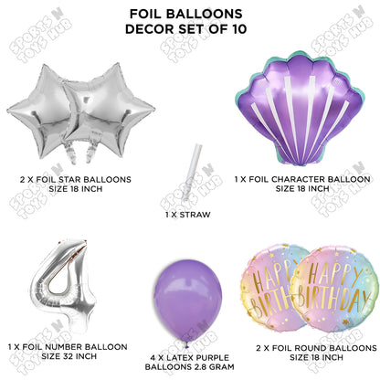 Sea Shell Foil Balloon Pack Of 10 Set With 32 Inch Foil Number Balloons
