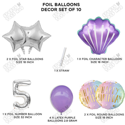 Sea Shell Foil Balloon Pack Of 10 Set With 32 Inch Foil Number Balloons
