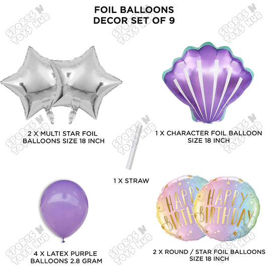Sea Shell Foil Balloon Decoration Set Pack of 9